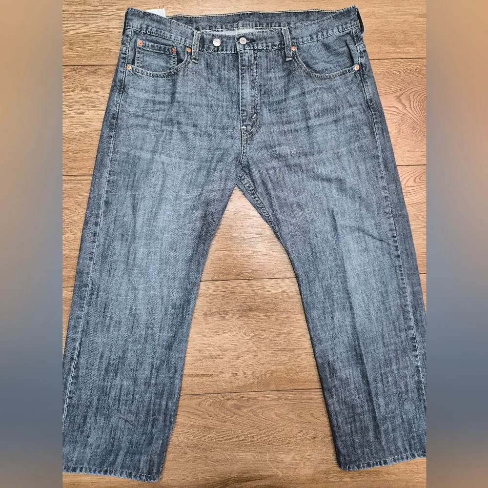 ​Levi’s 569 Loose Straight Leg Mens Jeans Blue Denim 38x27 Hemmed Professionally